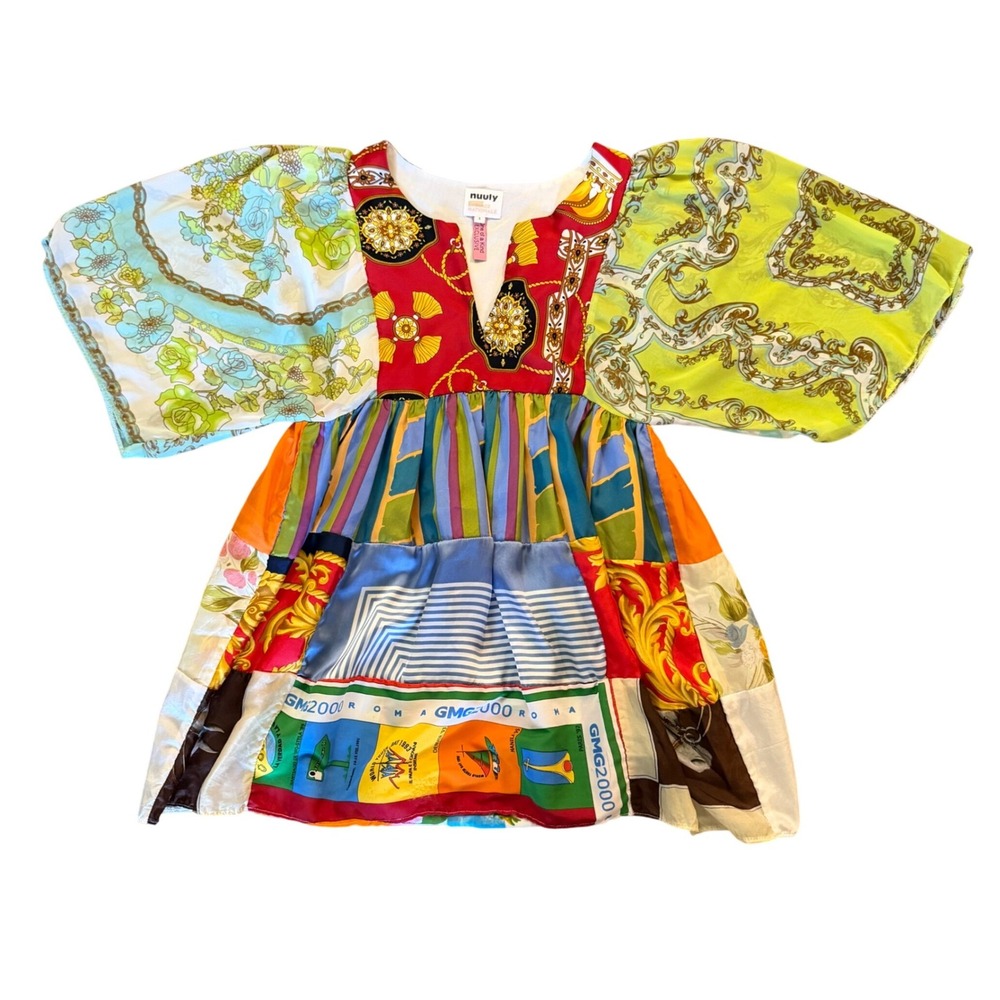 Nuuly Place Nationale One‎ of a Kind Exclusive Patchwork Scarf Mini Dress Small